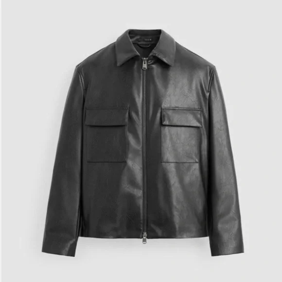 Faux Leather ZARA Man Men's Over Shirt Light Cool Classic Jacket LARGE - Picture 4 of 10